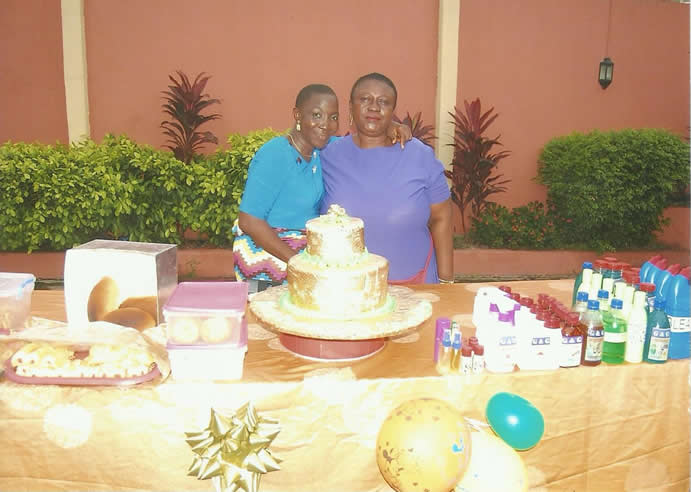 Showcase of cakes and toiletry products by graduates