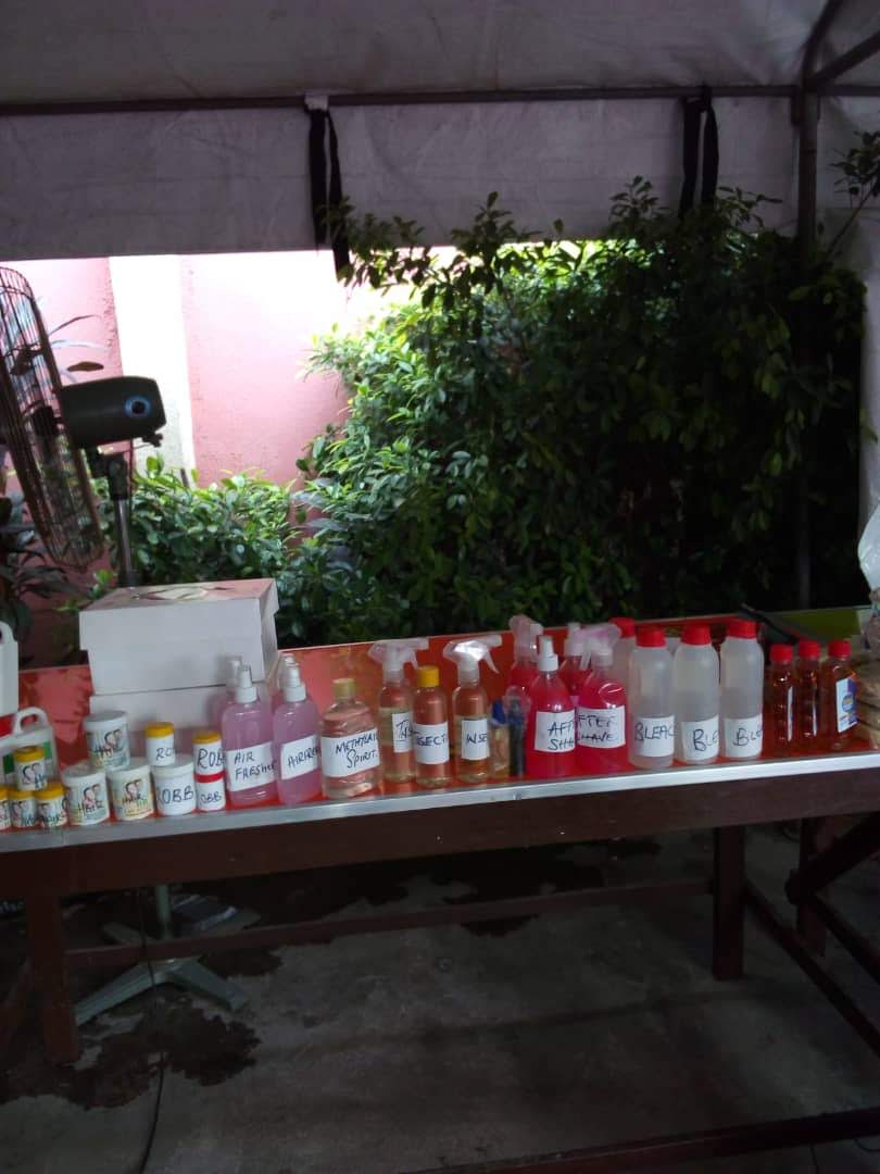Range of trainee-made cleaning products and toiletries
